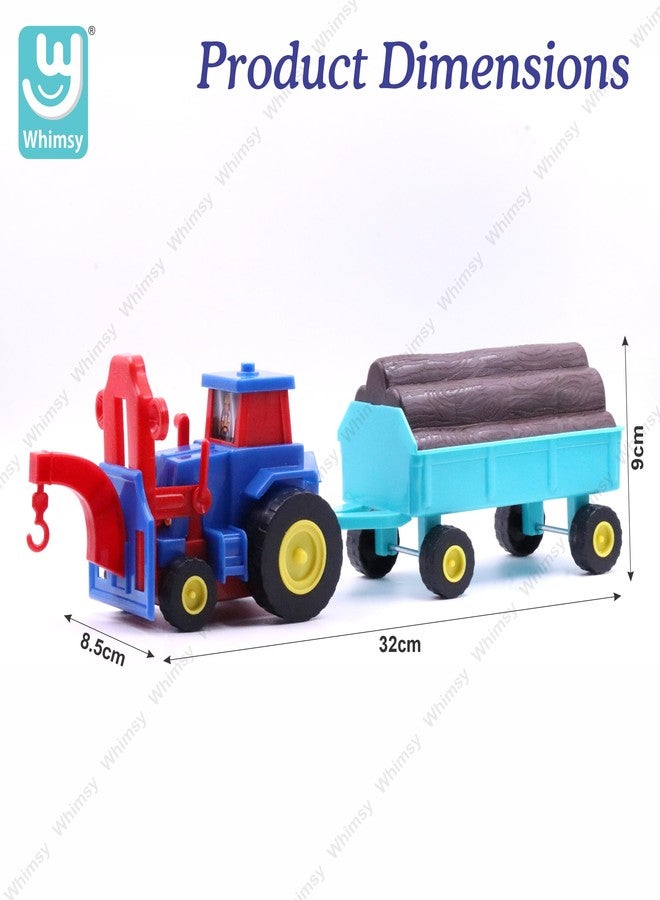 ويمسي مجموعة ألعاب بناء جرار بلاستيكي من WHIMSY للأطفال، جرار يعمل بالاحتكاك مع عربة للأولاد، مناسب للأطفال فوق 3 سنوات، معتمد من BIS - Image 3